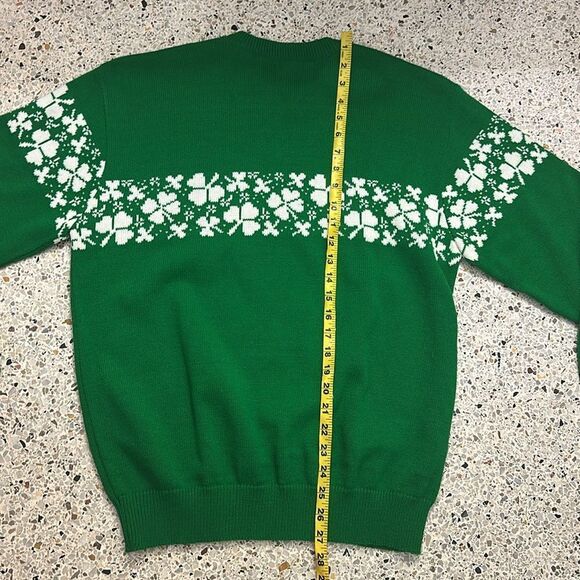 Vintage green white 4 leaf clover Irish st paddy Patrick’s day sweater L large - Picture 4 of 5